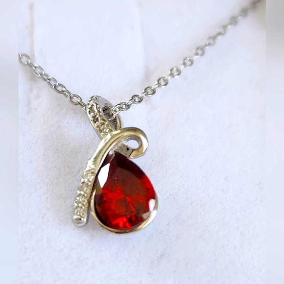 NWT Ryze Ruby Red & White Frost Cubic Zirconia .925 Sterling Silver Necklace - Picture 9 of 9